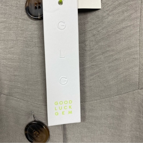 New | Good Luck Gem Button Down Woven Mini Dress In Light Grey Size Medium - Picture 9 of 11